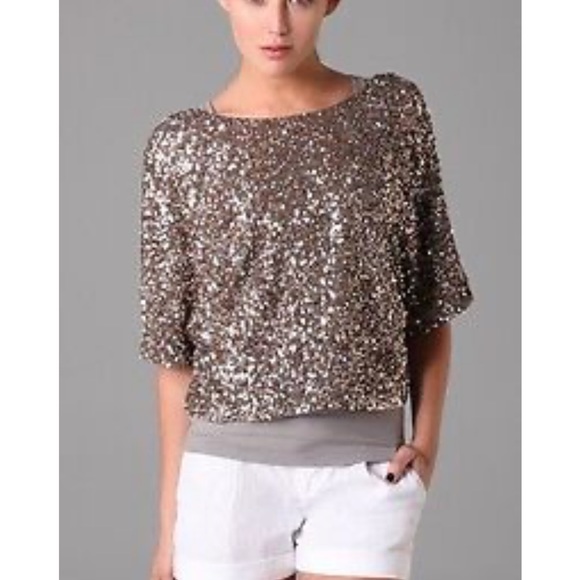 VINCE Cocktail Blouse | Gold + Gray | XS/S (NWOT) - Picture 7 of 14